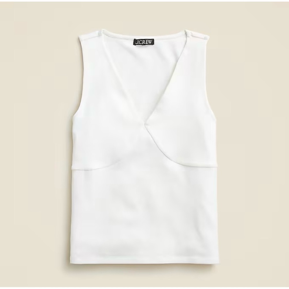 NWT J. Crew Stretch Cotton-blend V-neck Top White
